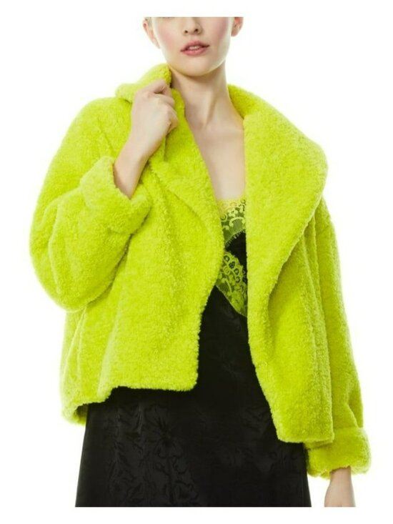 Alice + Olivia Jackets & Blazers - Alice + Olivia $495 Ora Faux Fur Teddy Coat Lime Green Fuzzy Maximalist Jacket